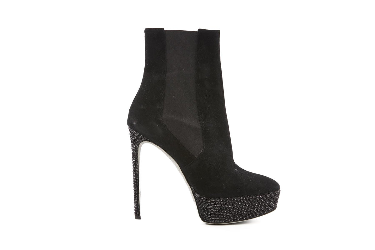 RENÉ CAOVILLA BLACK SUEDE ANKLE BOOTS EU 39 UK 6 US 9