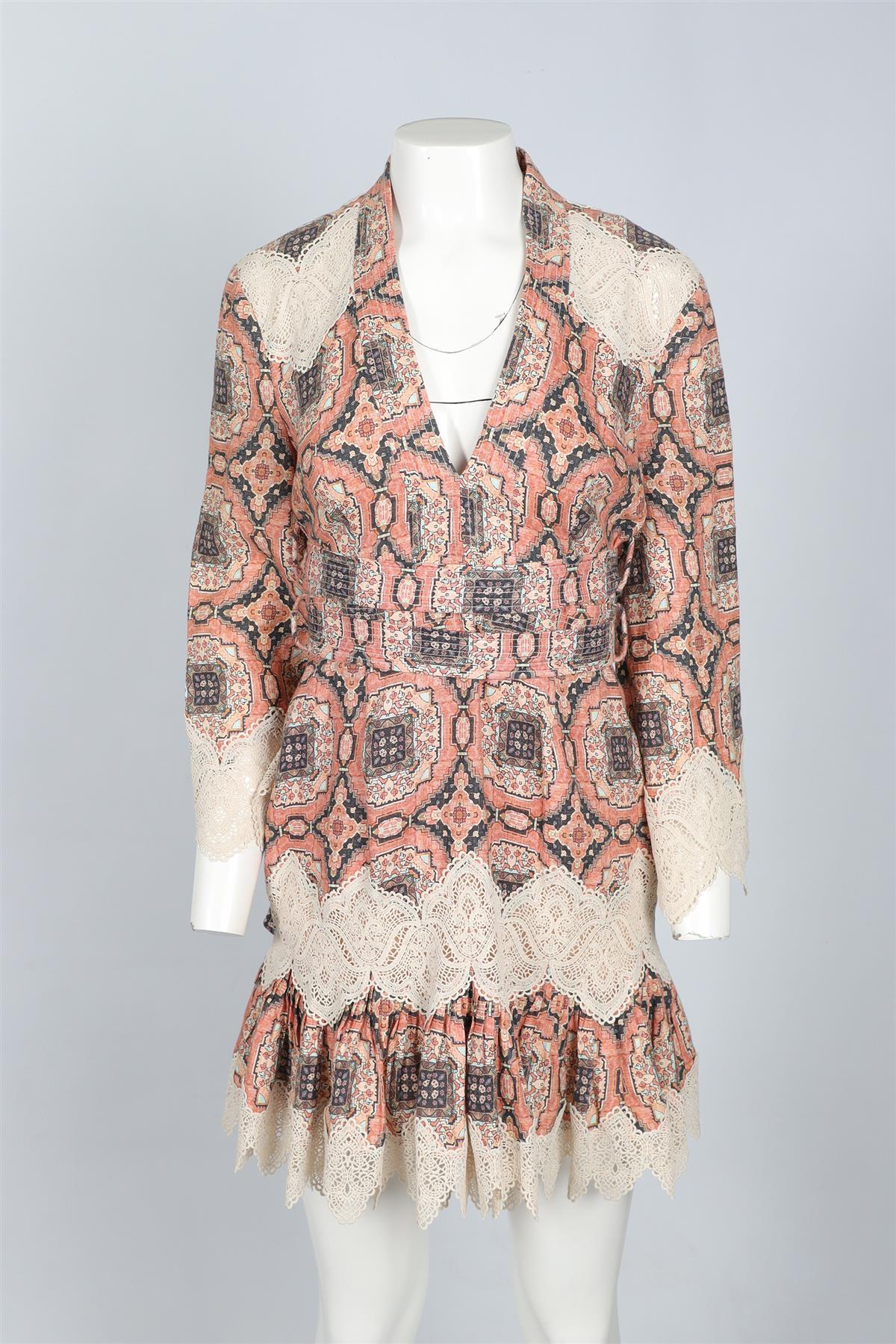ZIMMERMANN ORANGE LINEN MINI DRESS UK 10