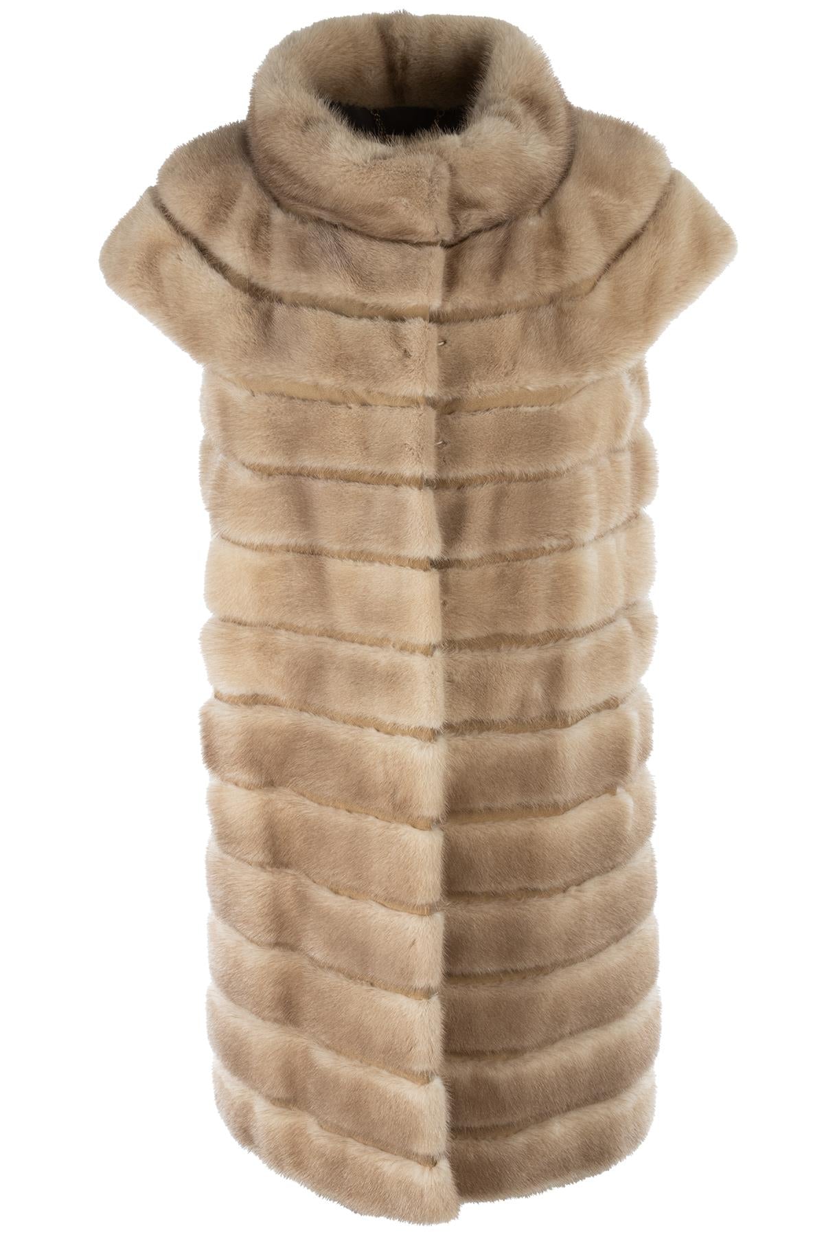 PINKO BEIGE MINK FUR COAT IT 40 UK 8
