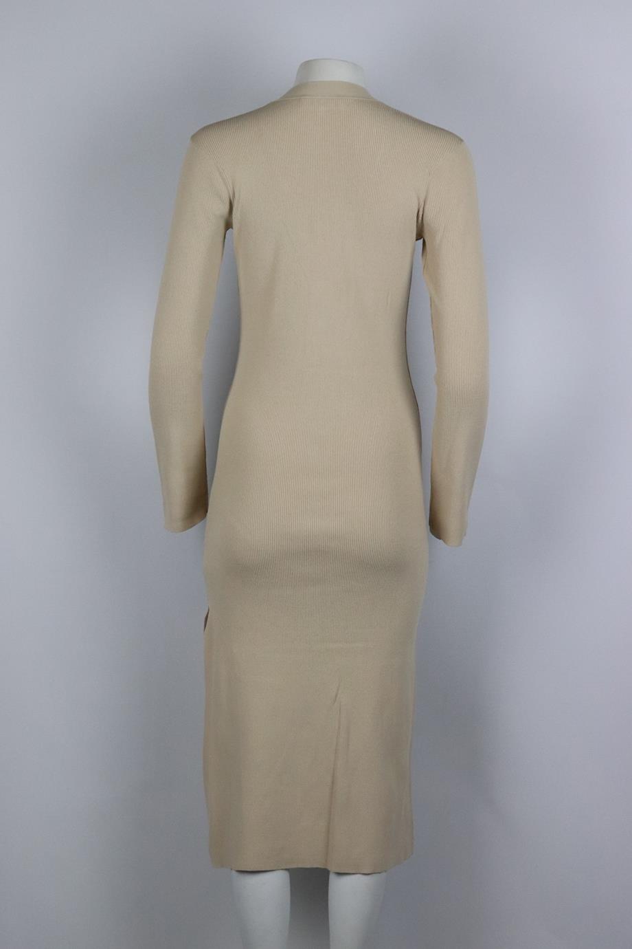FRAME RIBBED STRETCH KNIT MIDI DRESS SMALL