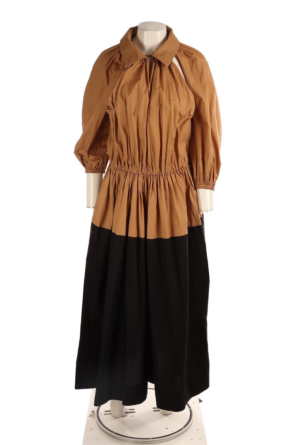 ESSE STUDIOS TAN COTTON MIDI DRESS UK 8