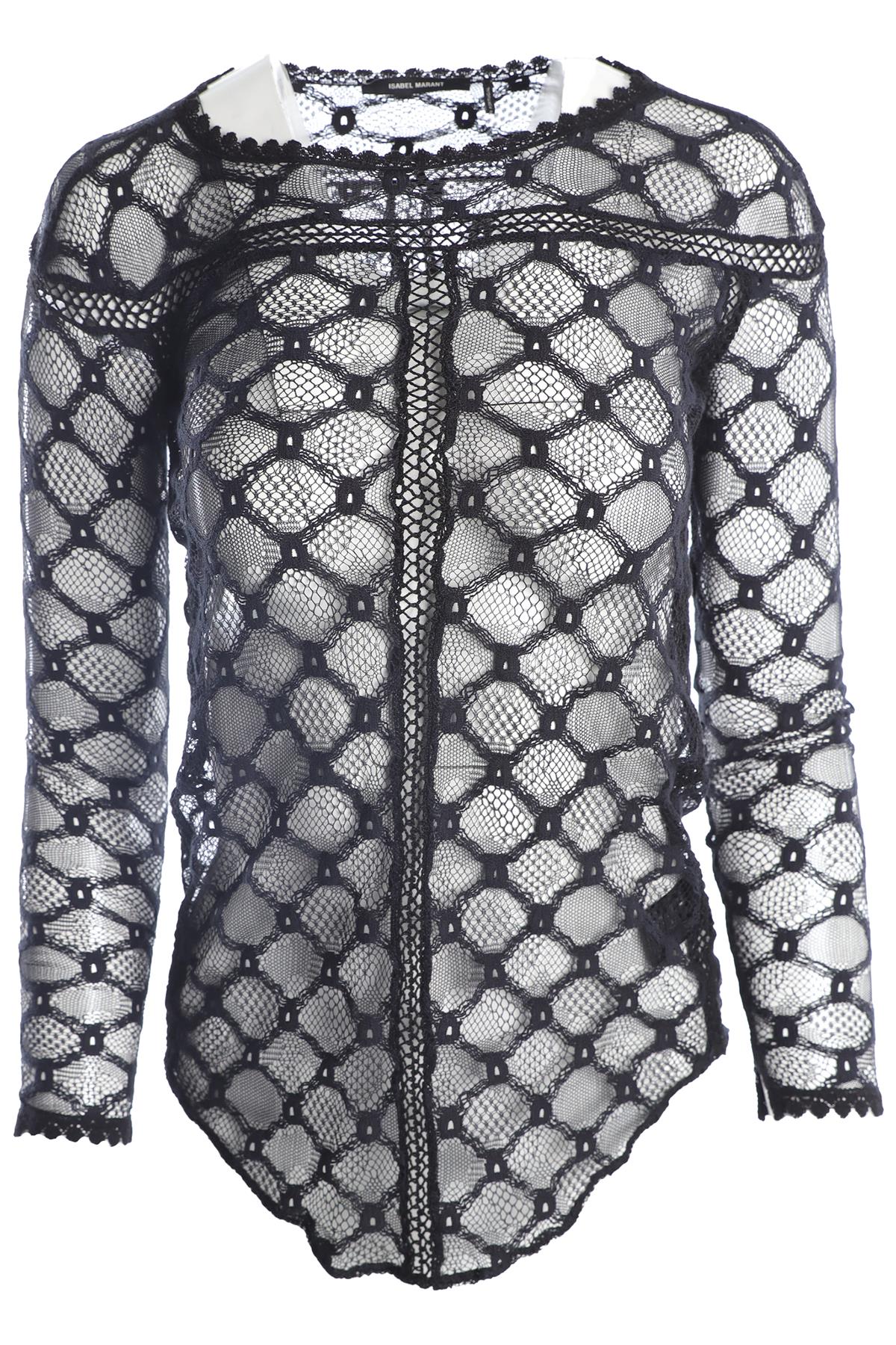 ISABEL MARANT BLACK LACE TOP FR 36 UK 8