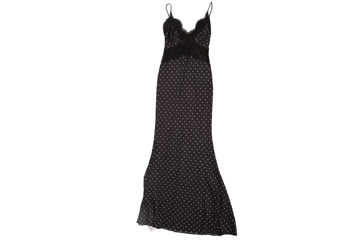 SELF-PORTRAIT BLACK SATIN MAXI DRESS UK 6