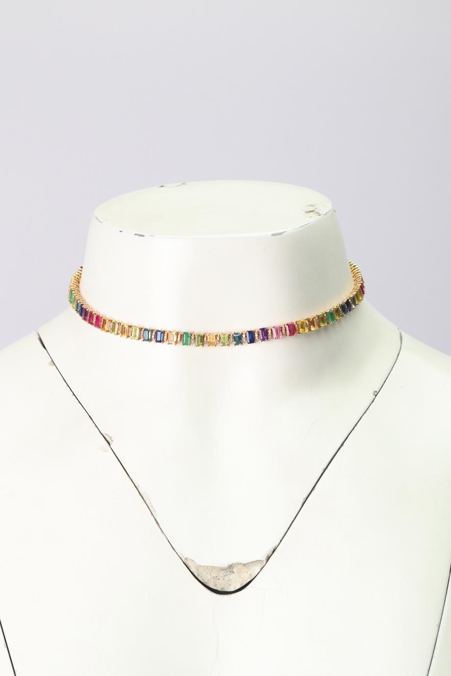SHAY JEWELLERY RAINBOW ETERNITY 18K ROSE GOLD DIAMOND, SAPPHIRE, EMERALD AND RUBIES NECKLACE