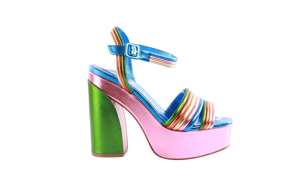 CHRISTIAN LOUBOUTIN MULTI LEATHER PLATFORM SANDALS EU 39 UK 6 US 9