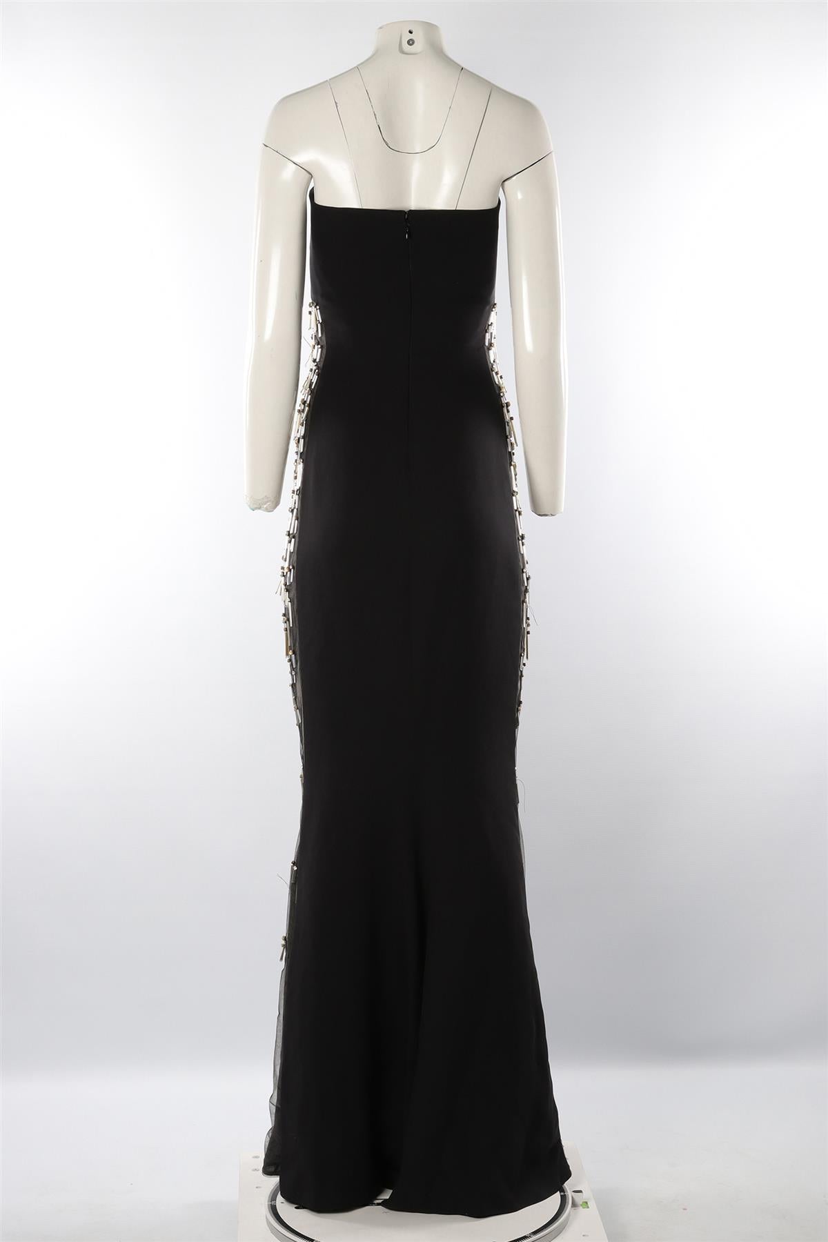 REEM ACRA BLACK SILK GOWN US 8 UK 12