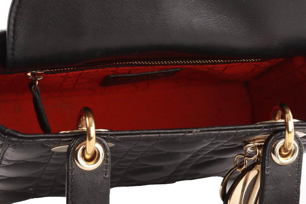 BLACK LADY DIOR MY ABCDIOR SMALL CANNAGE LEATHER TOTE BAG