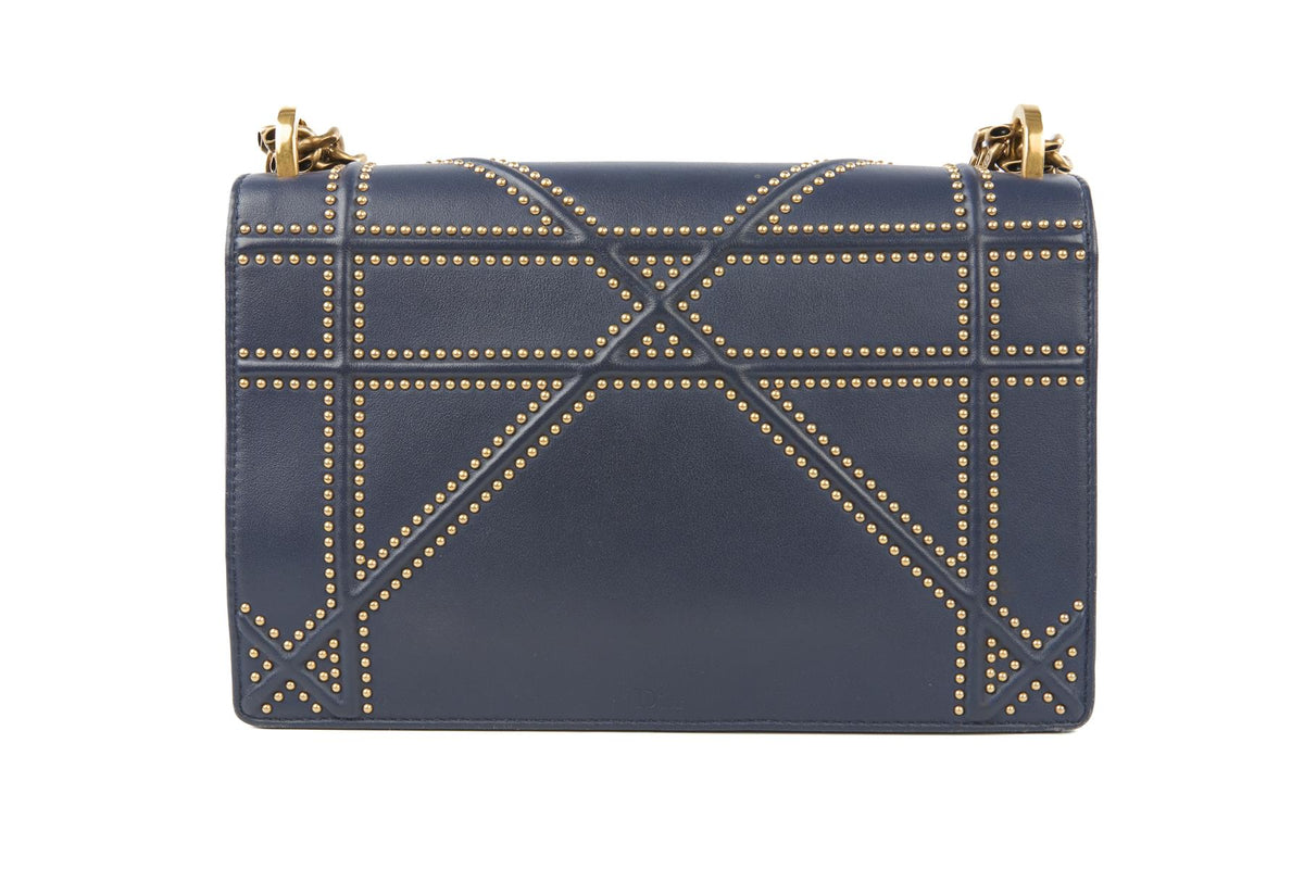 CHRISTIAN DIOR NAVY DIORAMA MEDIUM LEATHER SHOULDER BAG