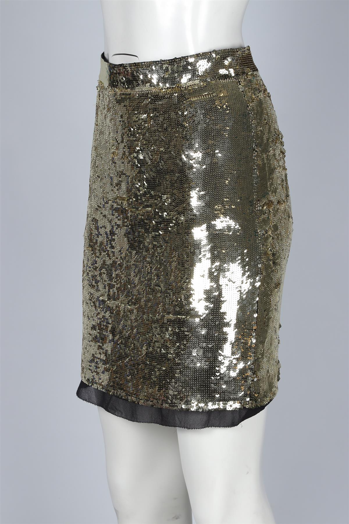 PROENZA SCHOULER GOLD SEQUIN MINI SKIRT US 2 UK 6