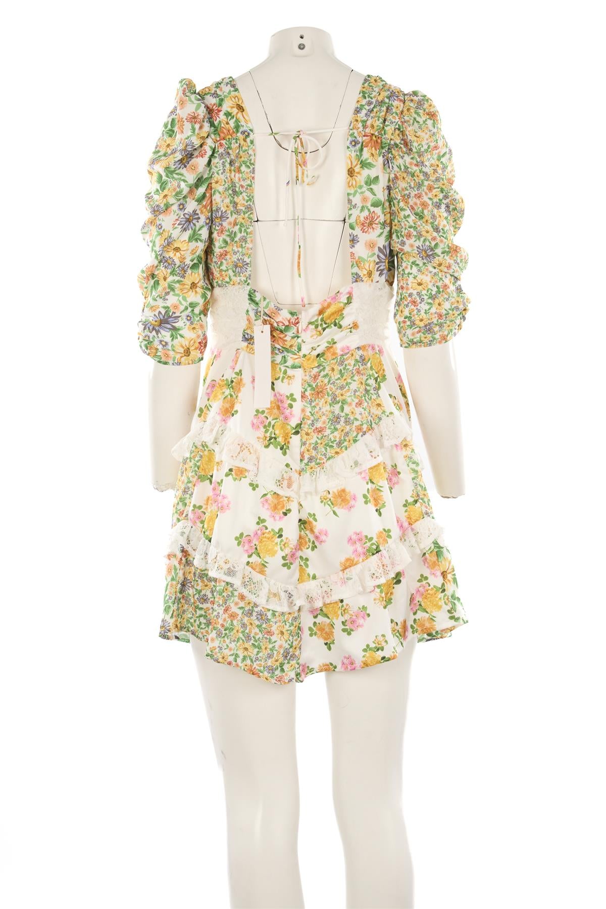 FOR LOVE & LEMONS MULTI SATIN MINI DRESS XLARGE