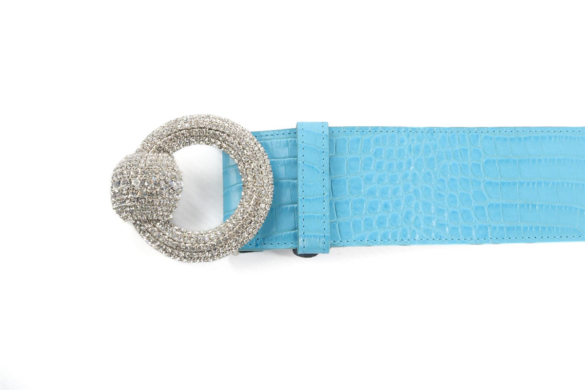 ALESSANDRA RICH BLUE LEATHER BELT MEDIUM