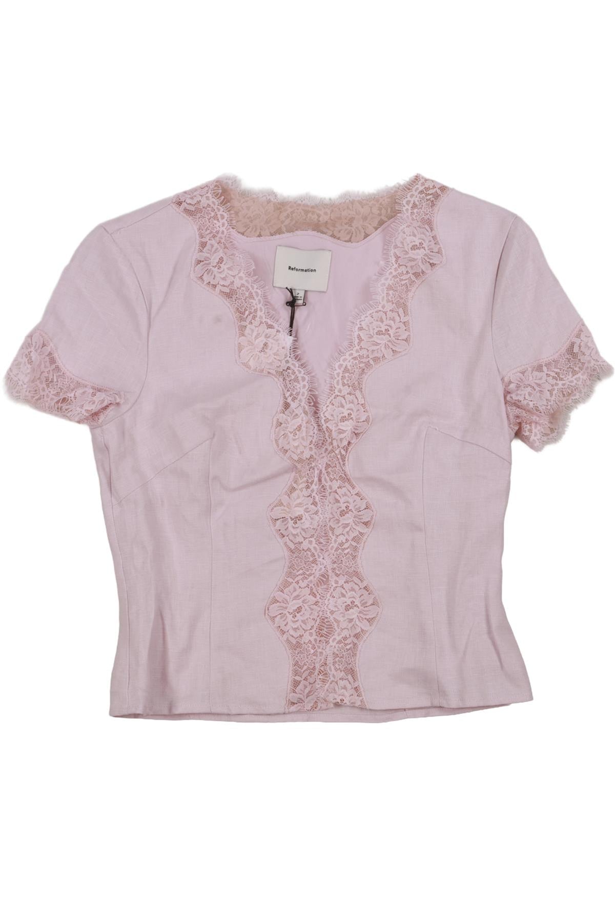 REFORMATION PINK LINEN TOP US 2 UK 6