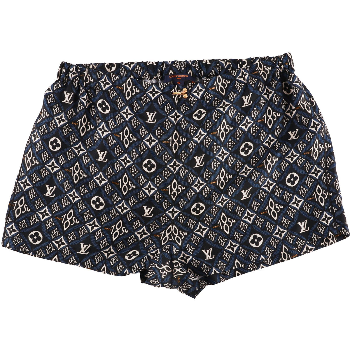 LOUIS VUITTON NAVY SILK SHORTS FR 40 UK 12