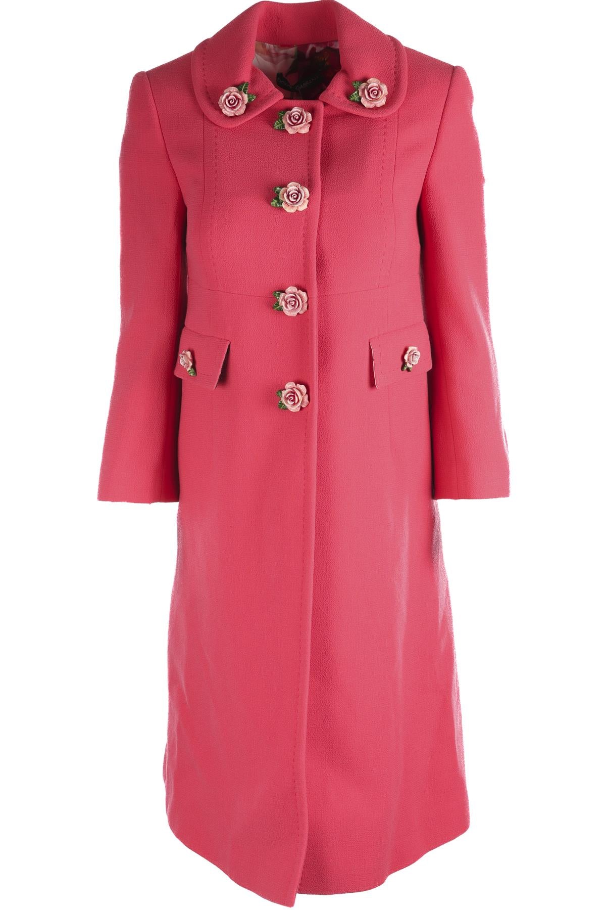DOLCE & GABBANA PINK WOOL COAT IT 38 UK 6