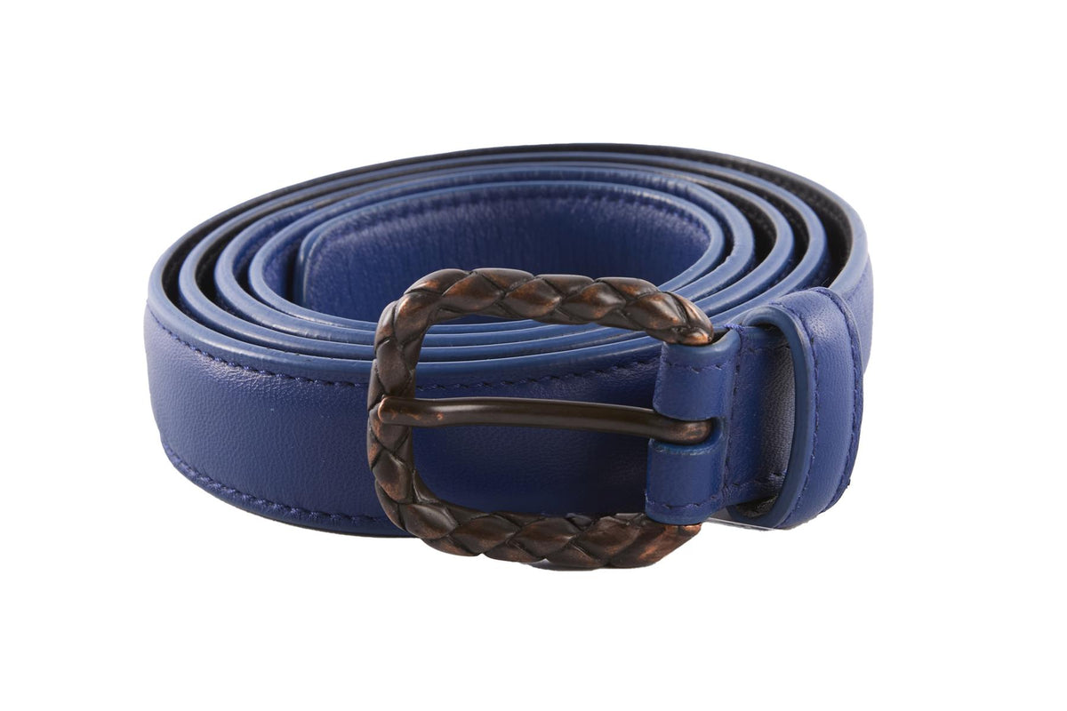 BOTTEGA VENETA BLUE LEATHER BELT 90CM