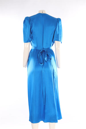 STELLA MCCARTNEY BLUE SATIN MAXI DRESS IT 42 UK 10