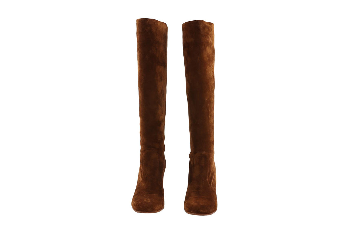 GIANVITO ROSSI BROWN SUEDE KNEE HIGH BOOTS  EU 38.5 UK 5.5 US 8.5