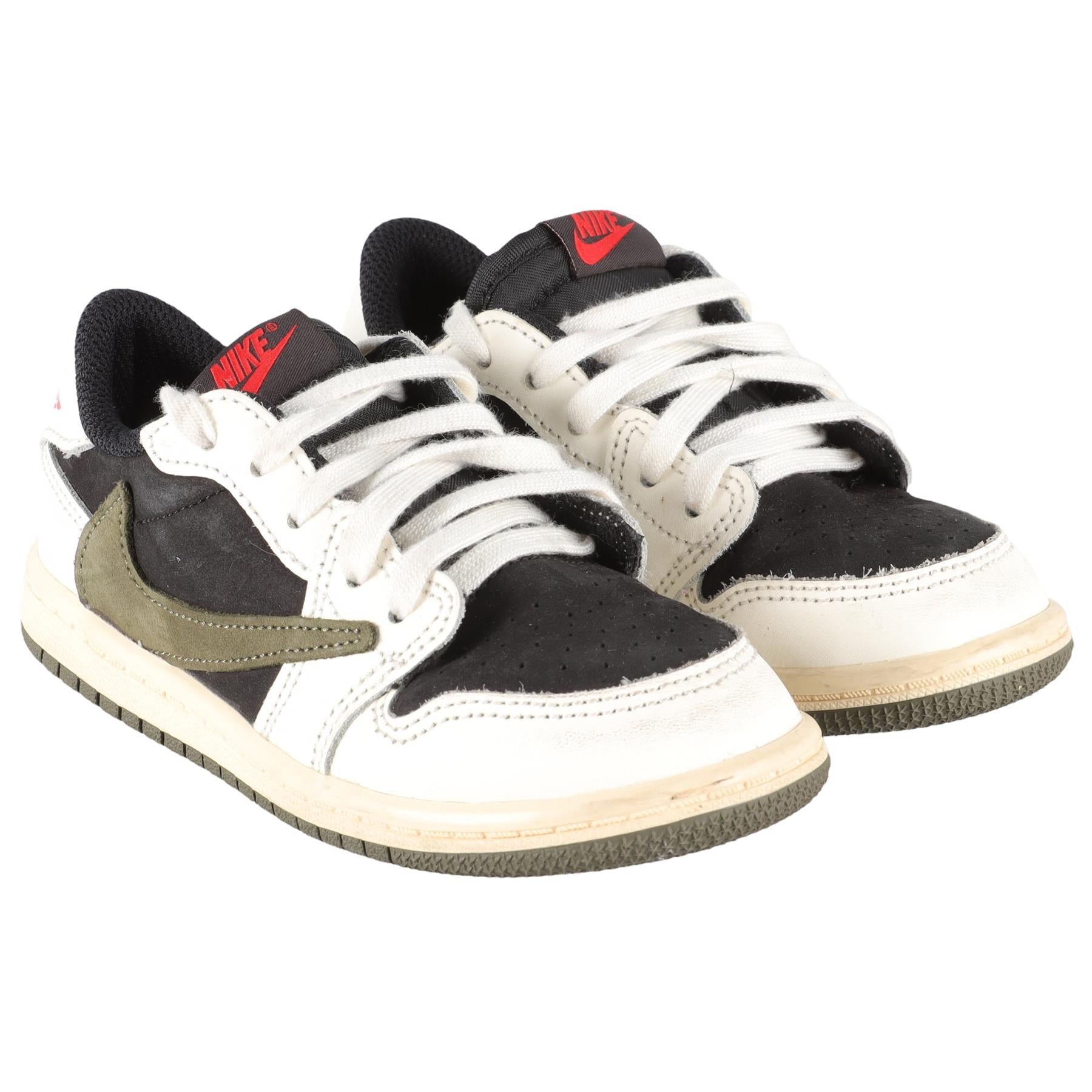 NIKE + TRAVIS SCOTT BLACK KIDS AIR JORDAN LOW OLIVE SNEAKERS EU 27 