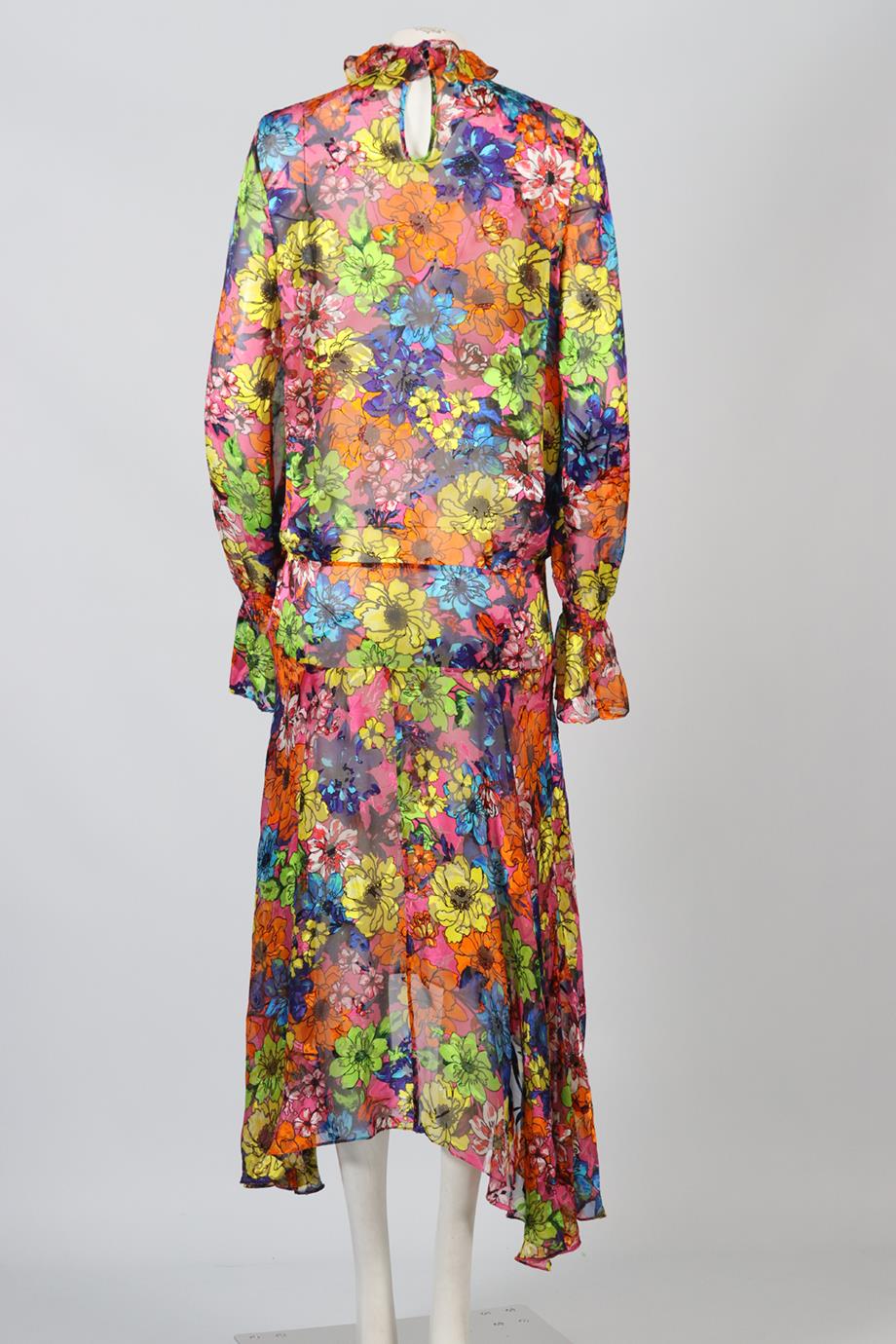 PREEN BY THORNTON BREGAZZI FLORAL PRINT SATIN MAXI DRESS MEDIUM