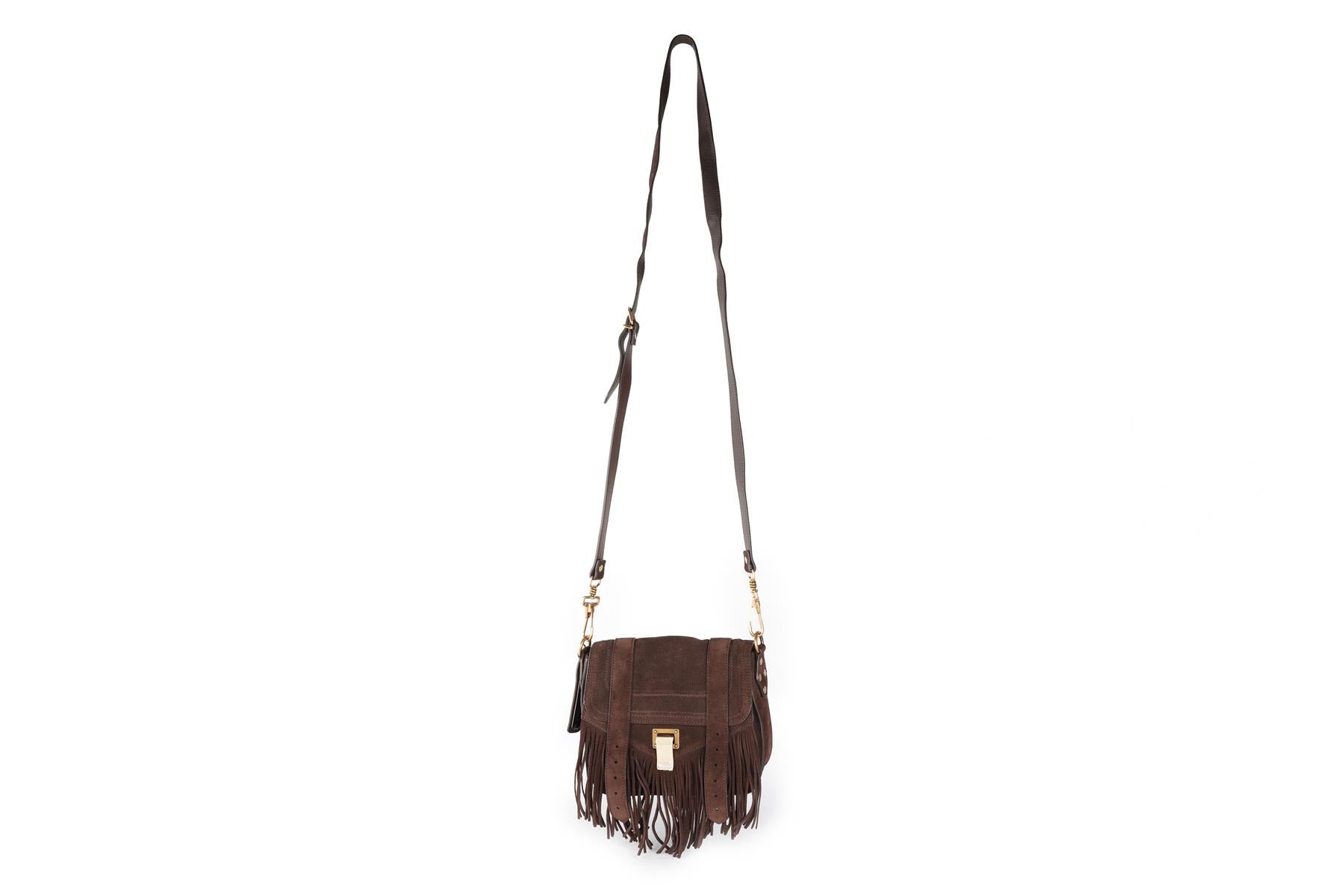 PROENZA SCHOULER BROWN PS1 SMALL SUEDE SHOULDER BAG