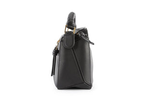 LOEWE BLACK PUZZLE SMALL LEATHER TOTE BAG