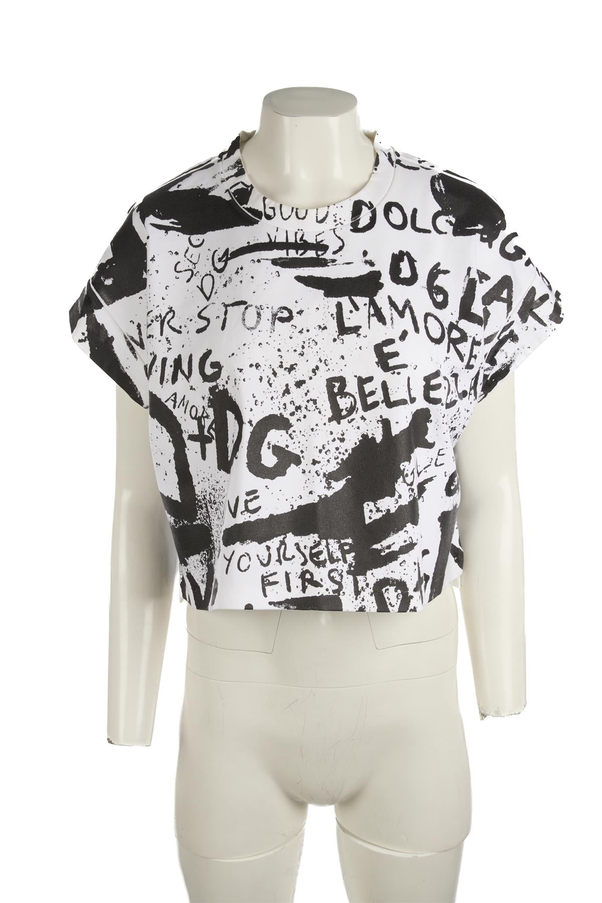 DOLCE & GABBANA WHITE COTTON T-SHIRT IT 44 UK 12