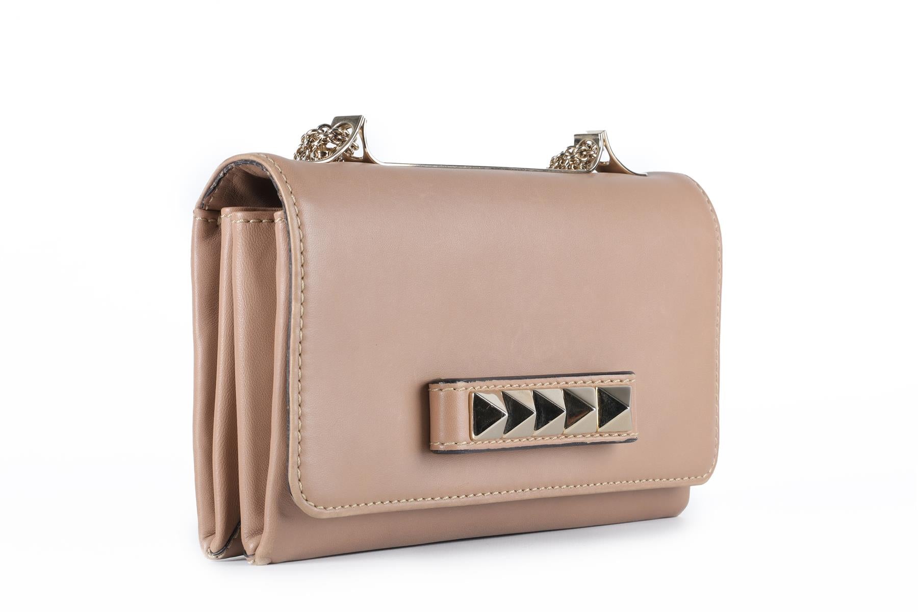 VALENTINO GARAVANI TAUPE VA VA VOOM LEATHER SHOULDER BAG