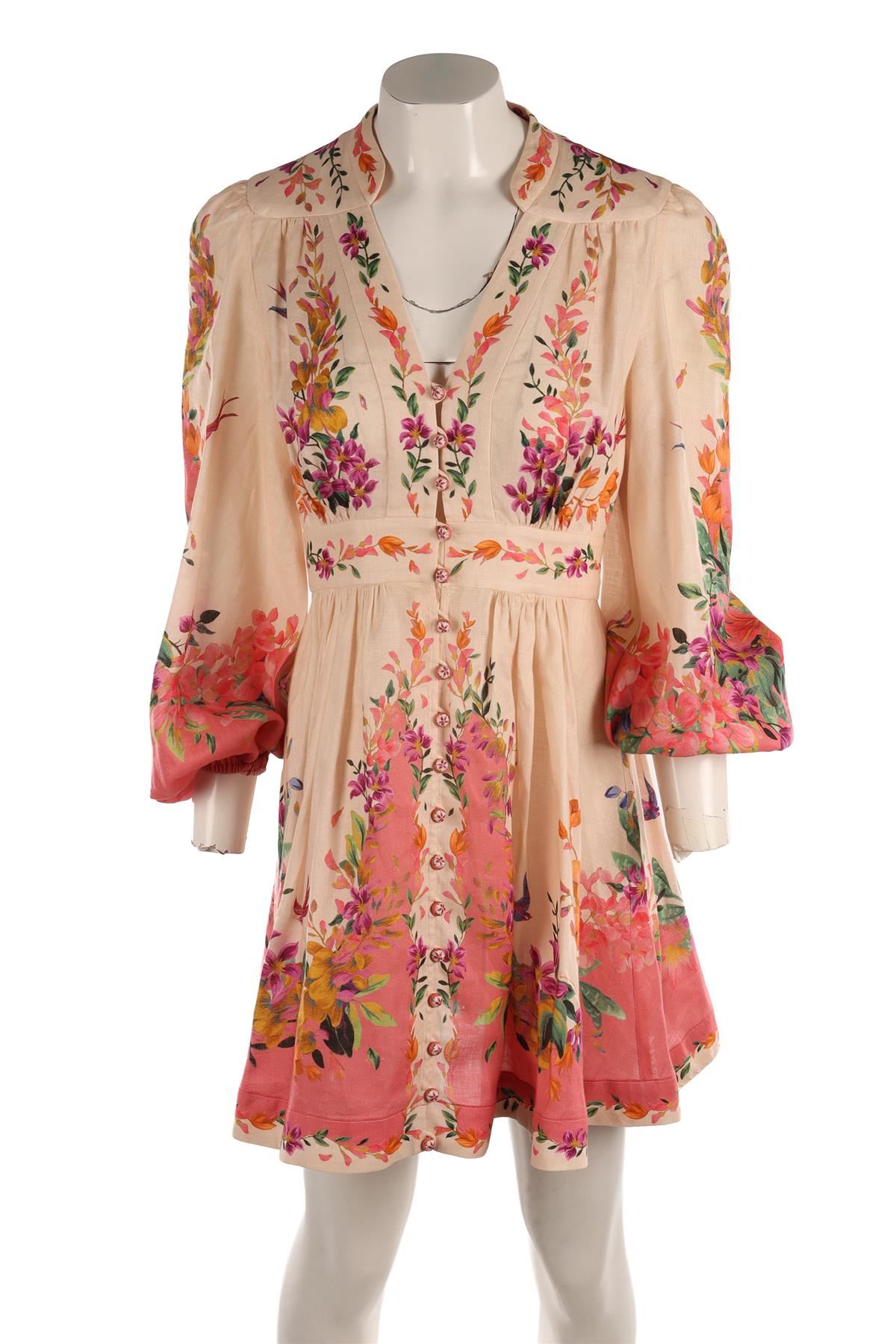 ZIMMERMANN MULTI LINEN MIDI DRESS UK 8