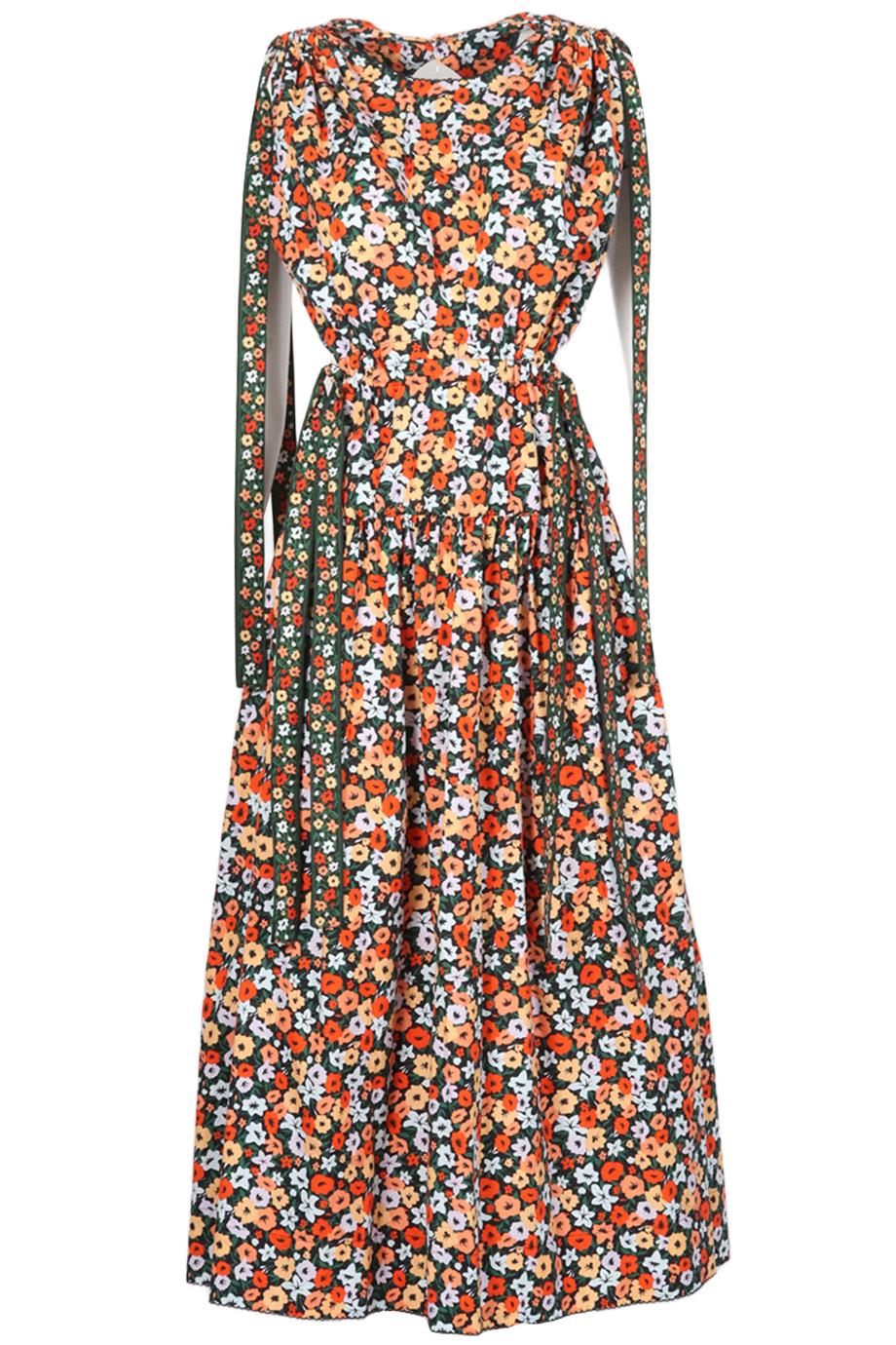 AGUA BENDITA FLORAL COTTON MIDI DRESS LARGE