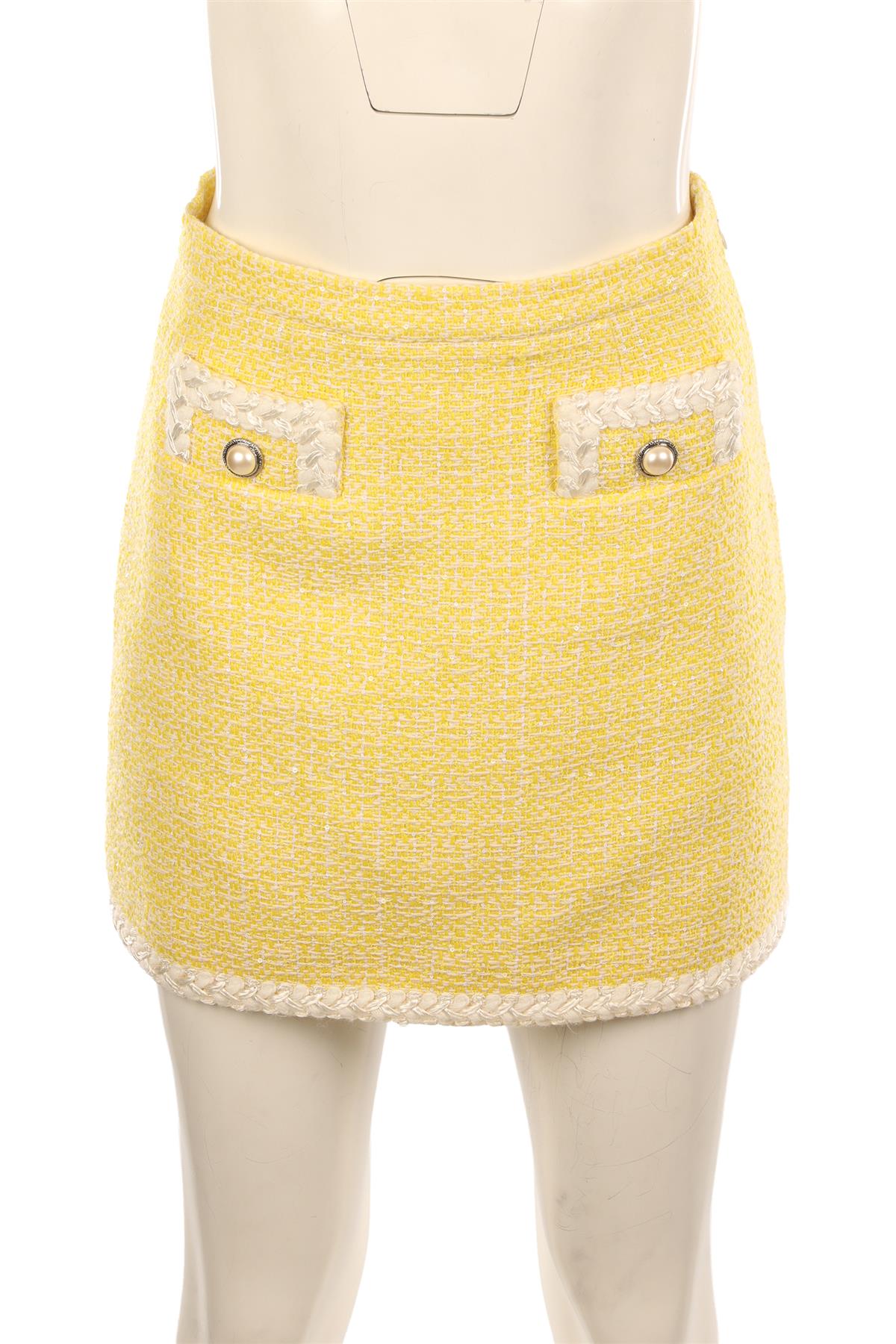 ALESSANDRA RICH YELLOW TWEED MINI SKIRT IT 40 UK 8