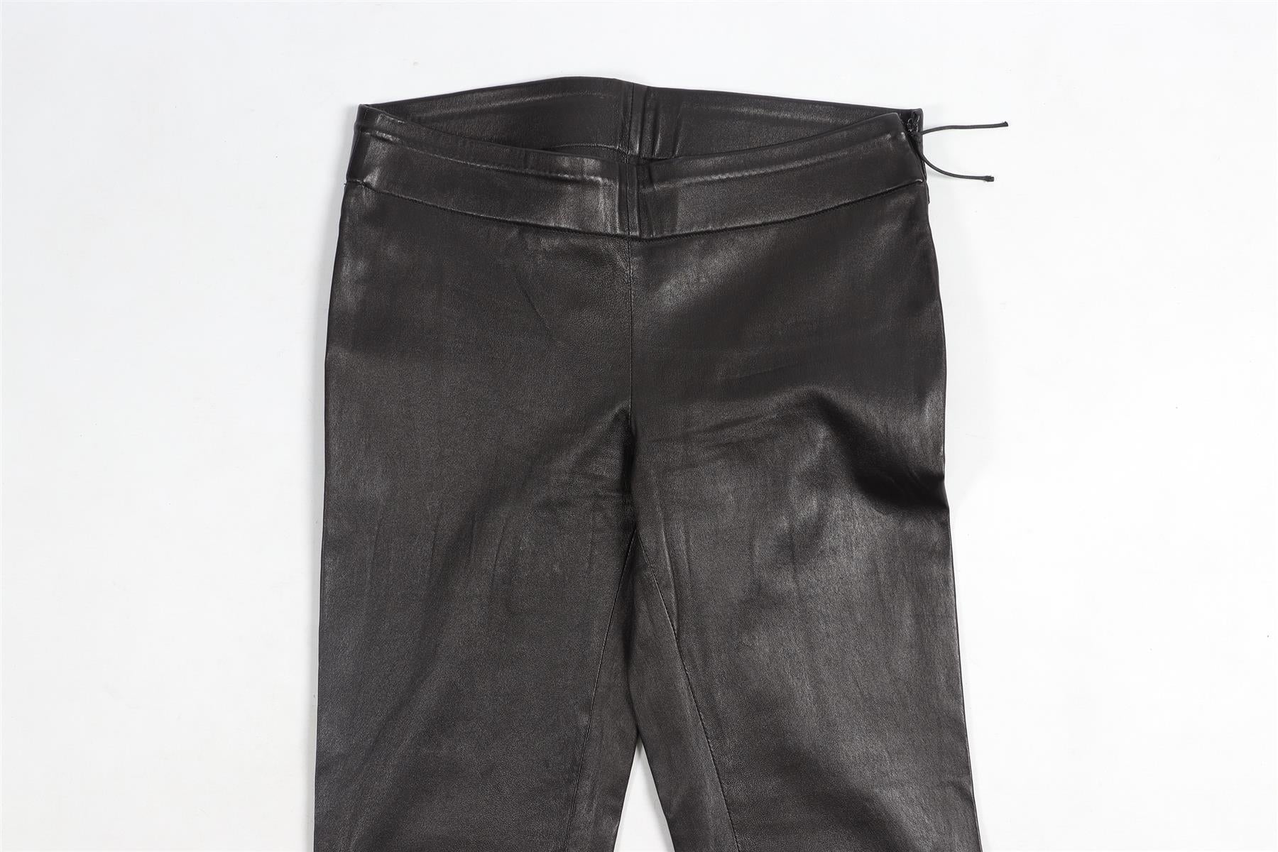 YVES SAINT LAURENT BLACK LEATHER SKINNY PANTS FR 42 UK 14