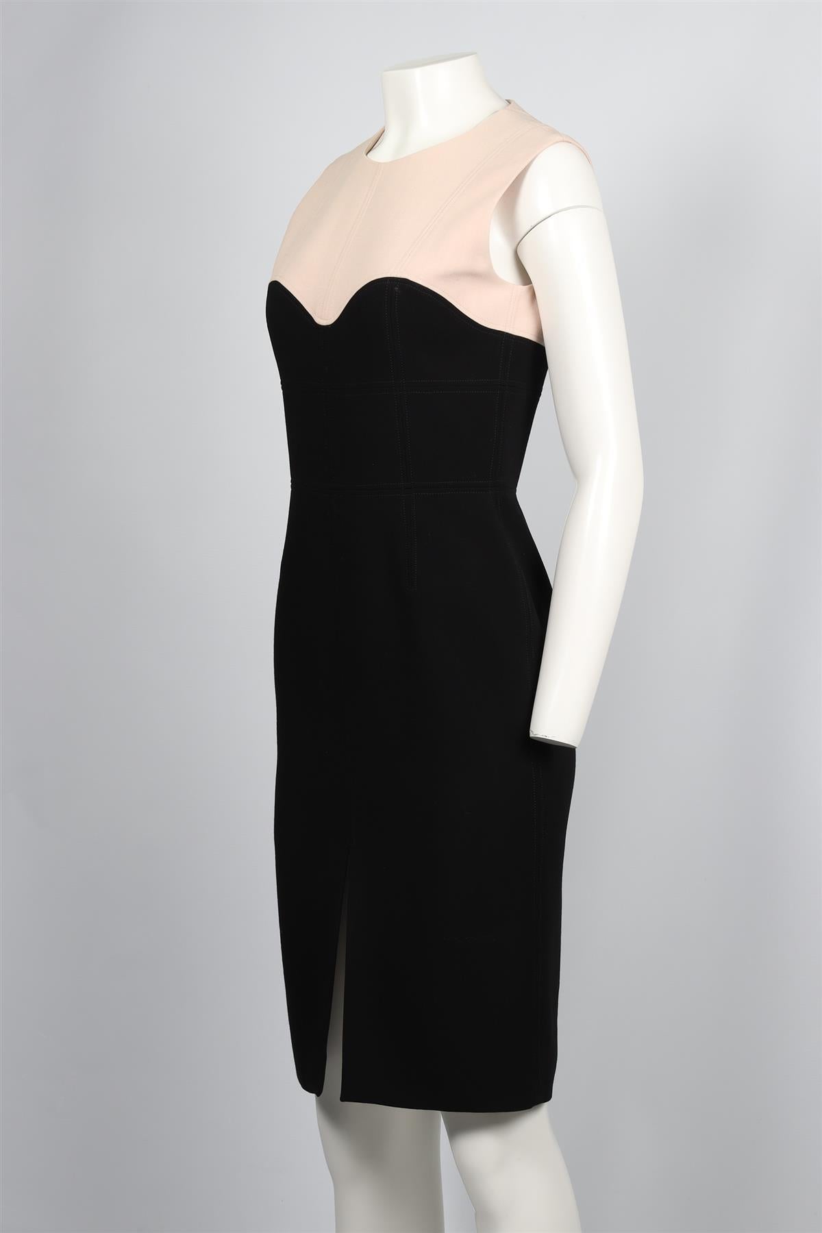 ALEXANDER MCQUEEN NUDE AND BLACK WOOL BLEND DRESS IT 42 UK 10