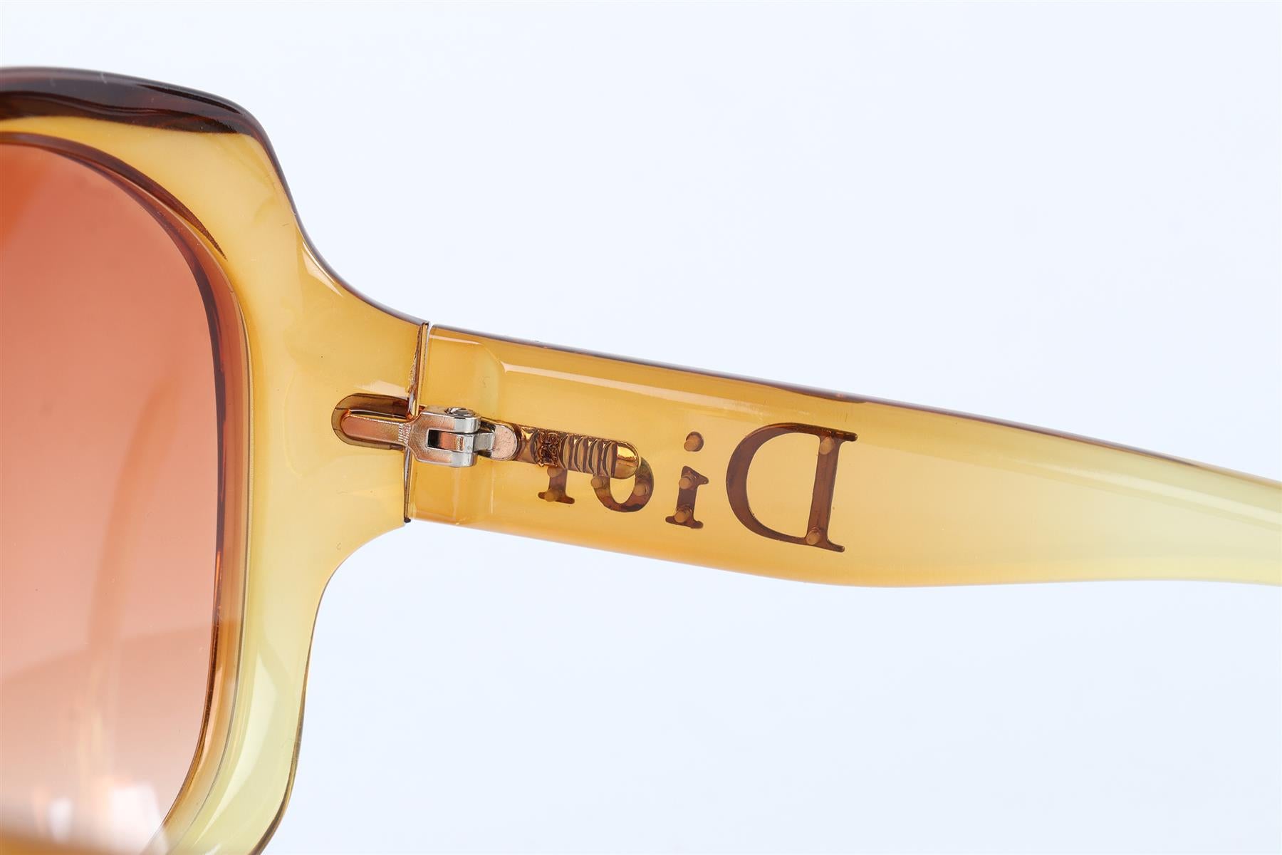 CHRISTIAN DIOR YELLOW SQUARE FRAME ACETATE SUNGLASSES