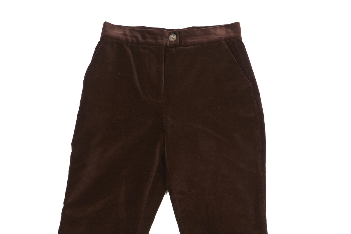 KIPPER BROWN VELVET FLARED PANTS UK 8
