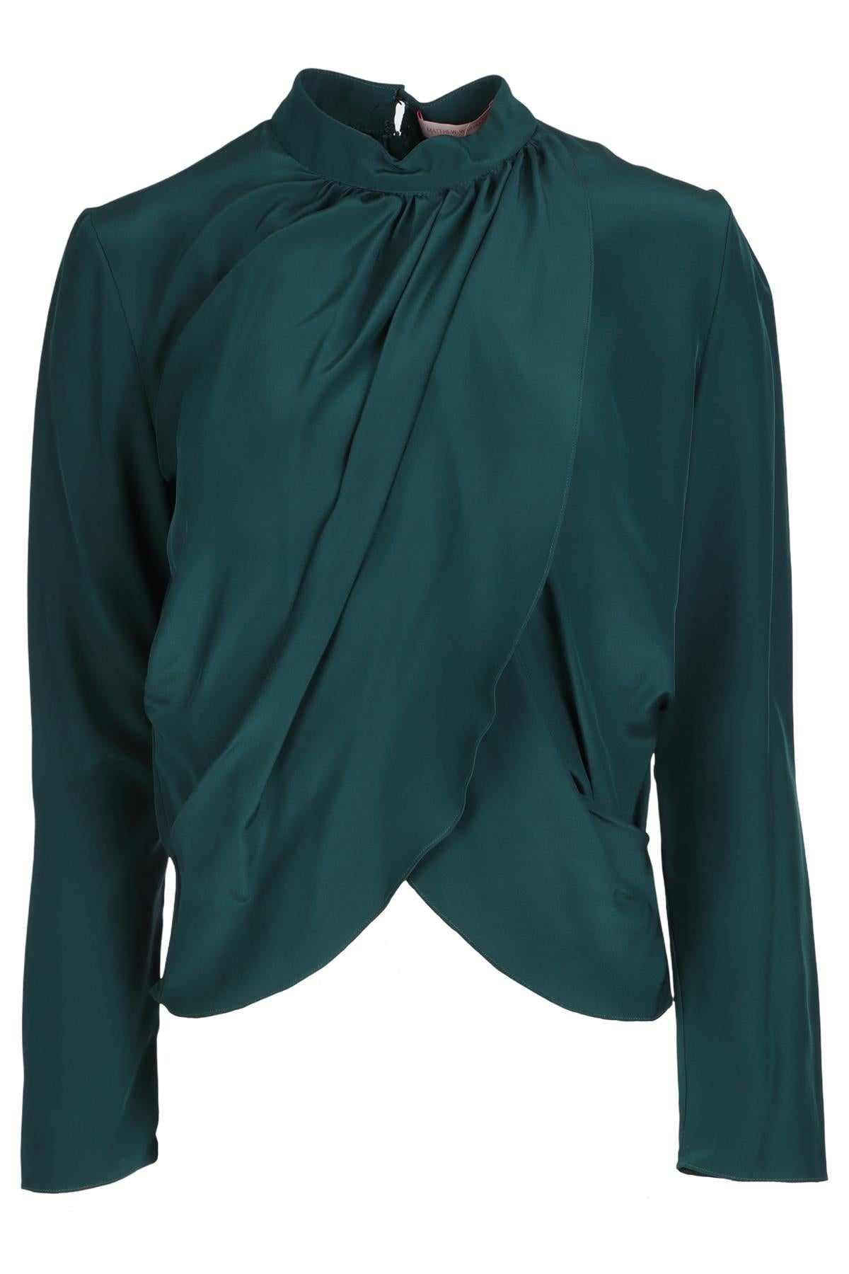 MATTHEW WILLIAMSON GREEN SILK TOP UK 10