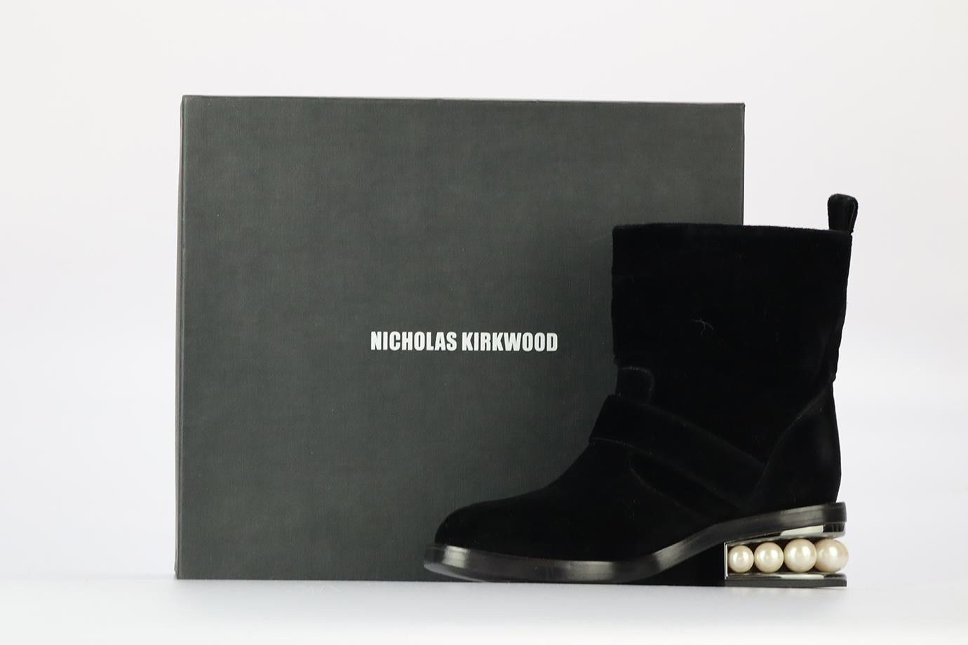 Nicholas Kirkwood - Authenticated Ankle Boots - Velvet Black for Women, Very Good Condition