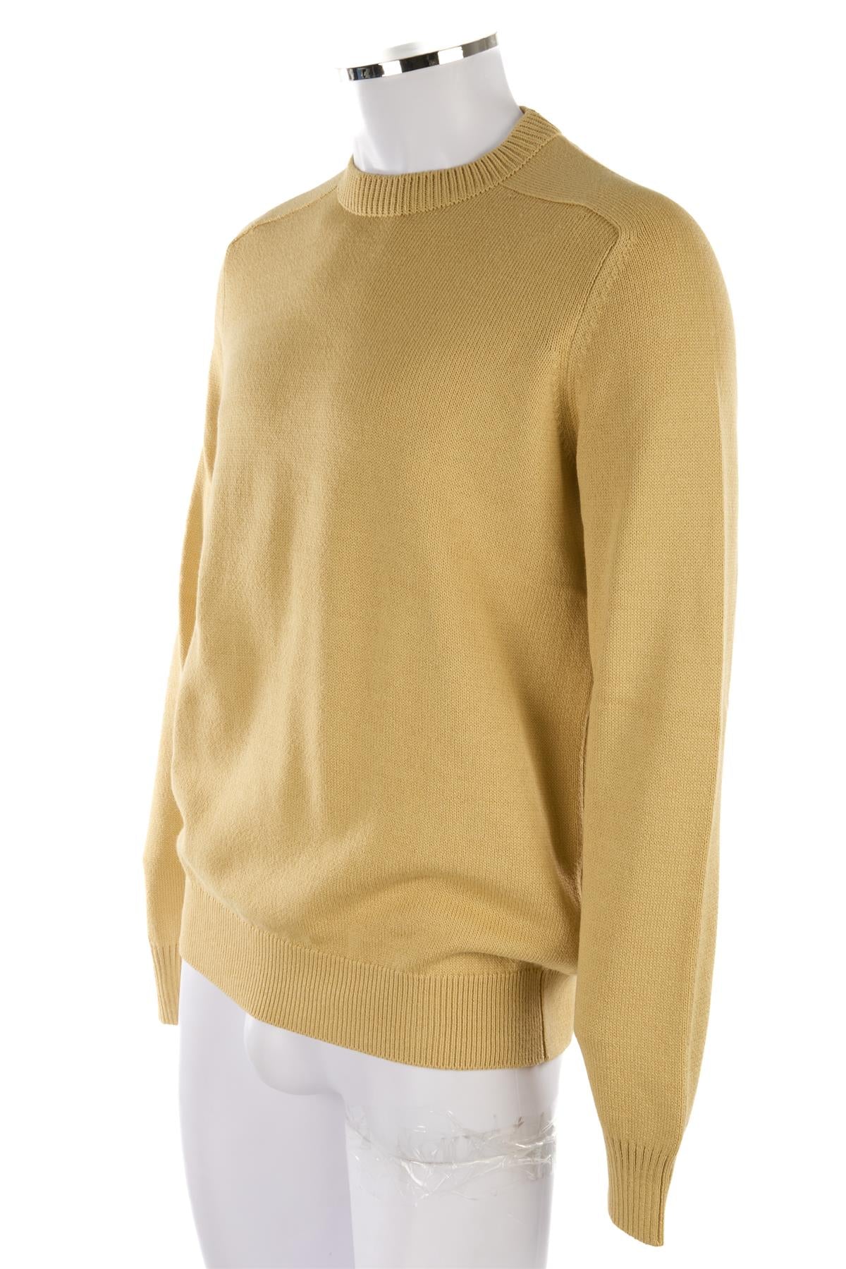 LORO PIANA YELLOW MEN'S COTTON SWEATER US/UK 42 FR 52 IT 52