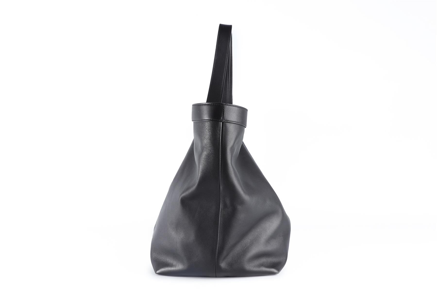 SAINT LAURENT BLACK Y LEATHER TOTE BAG
