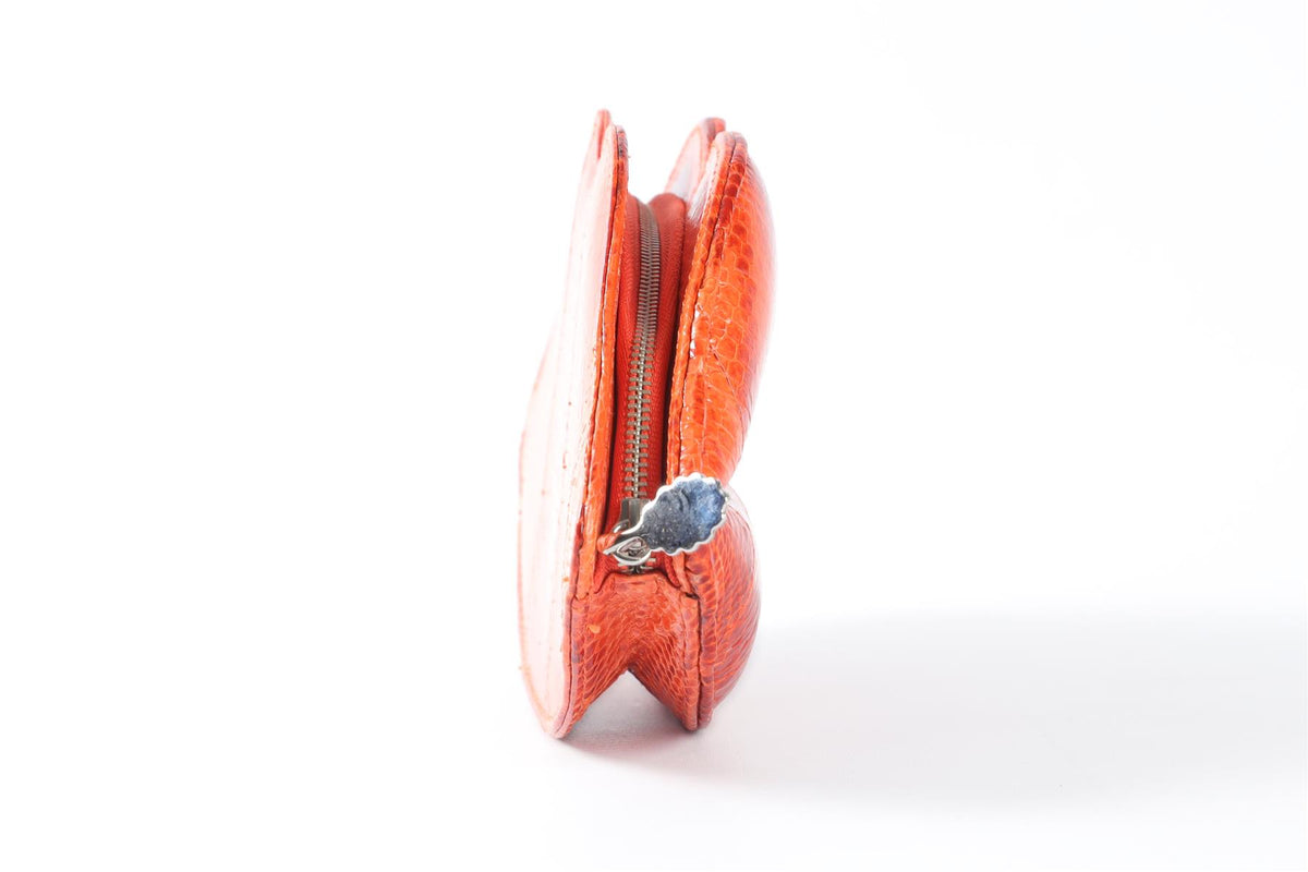 LULU GUINNESS ORANGE LIPS SNAKESKIN CLUTCH
