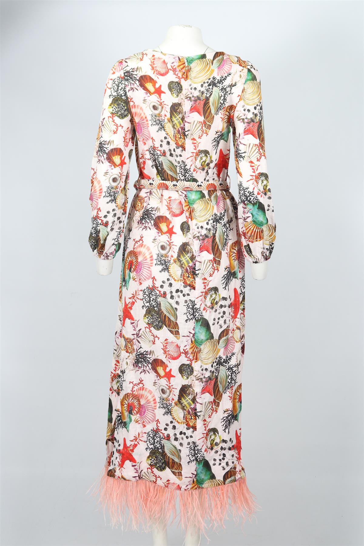 MARY KATRANTZOU BELTED LINEN MAXI DRESS UK 12