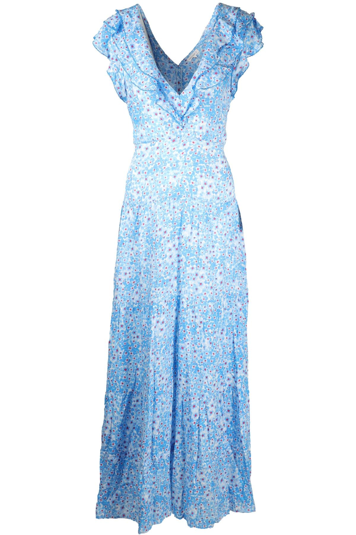 POUPETTE ST BARTH BLUE VOILE MAXI DRESS LARGE