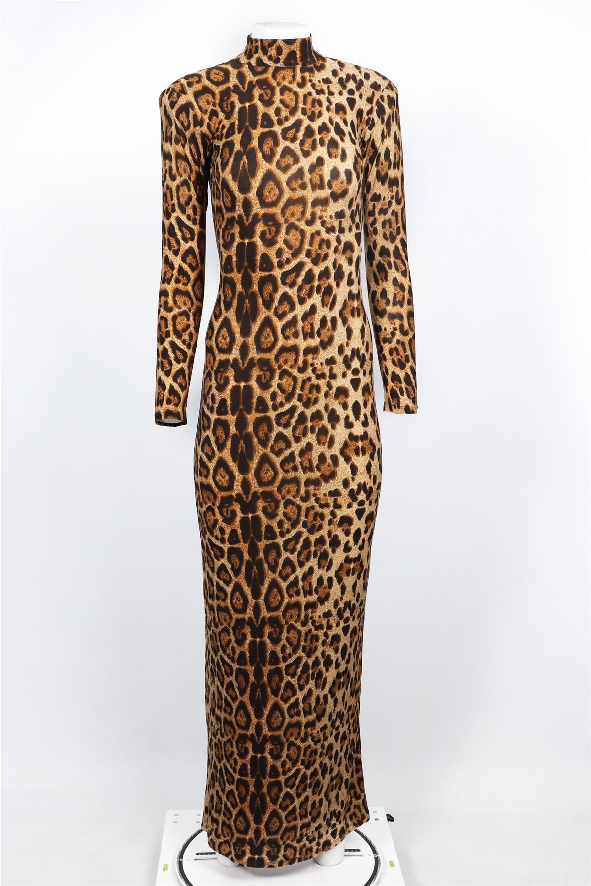 THE NEW ARRIVALS ILKYAZ OZEL BROWN JERSEY MAXI DRESS FR 36 UK 8
