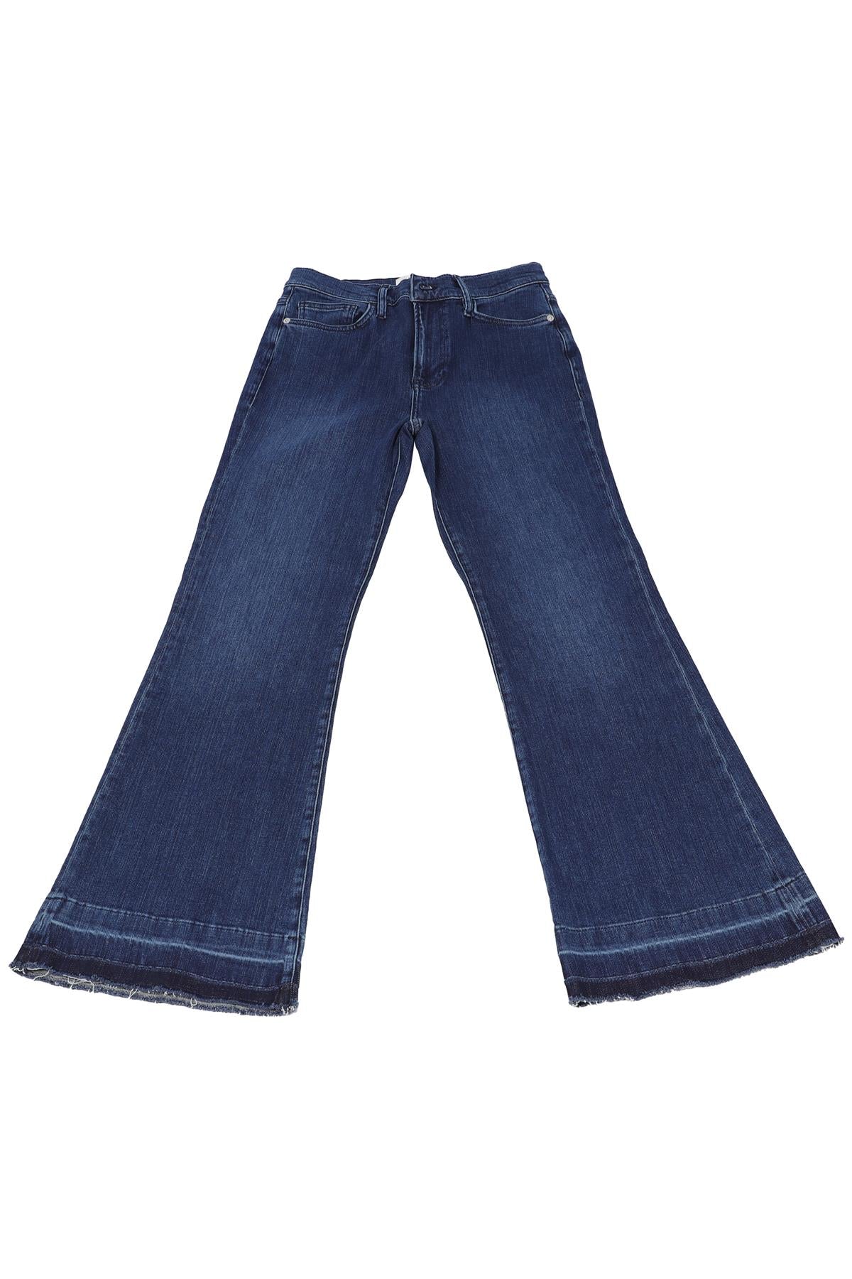 FRAME BLUE HIGH RISE FLARED JEANS W28