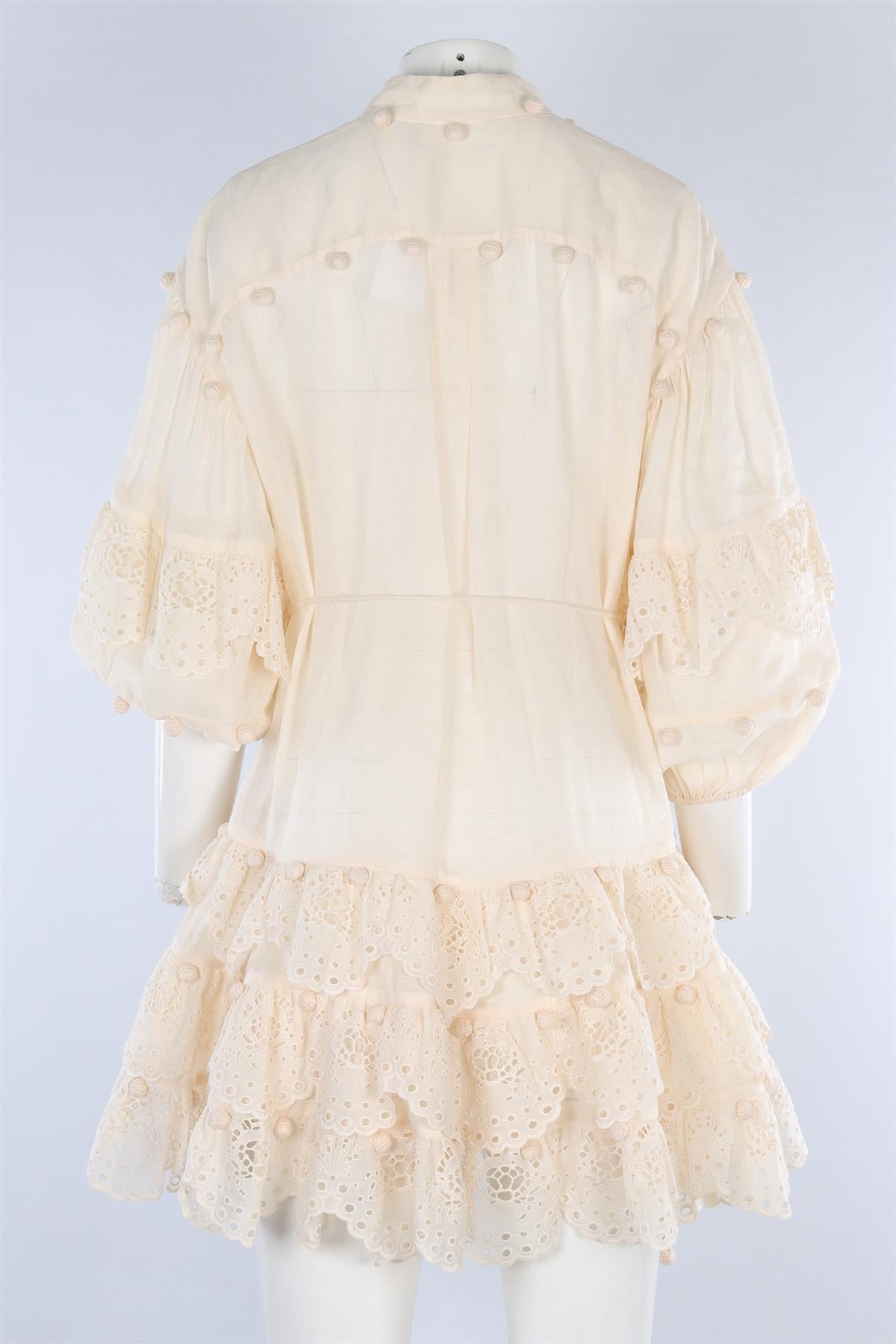 ZIMMERMANN CREAM RAMIE MINI DRESS UK 8