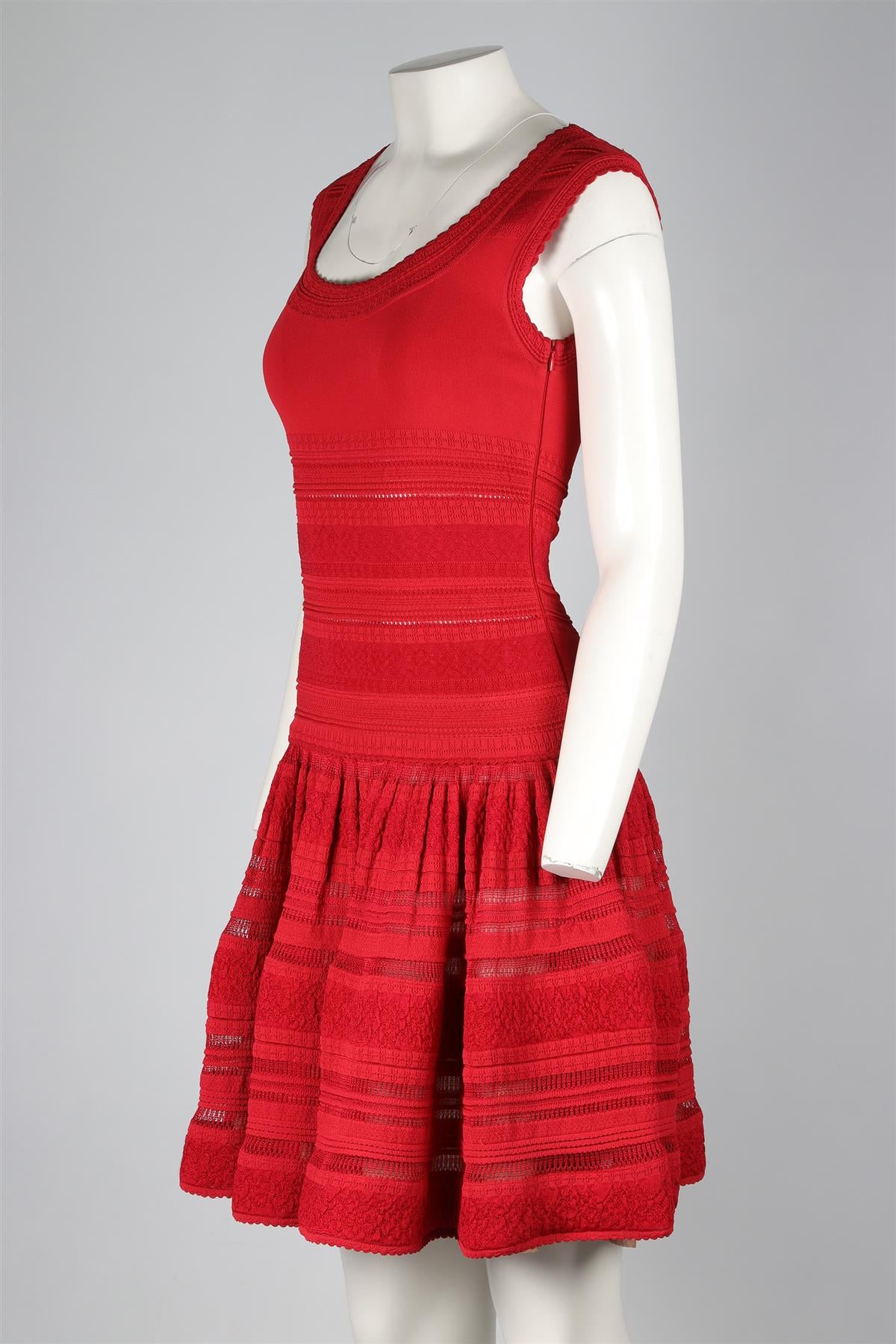 ALAÏA RED KNIT MINI DRESS FR 38 UK 10