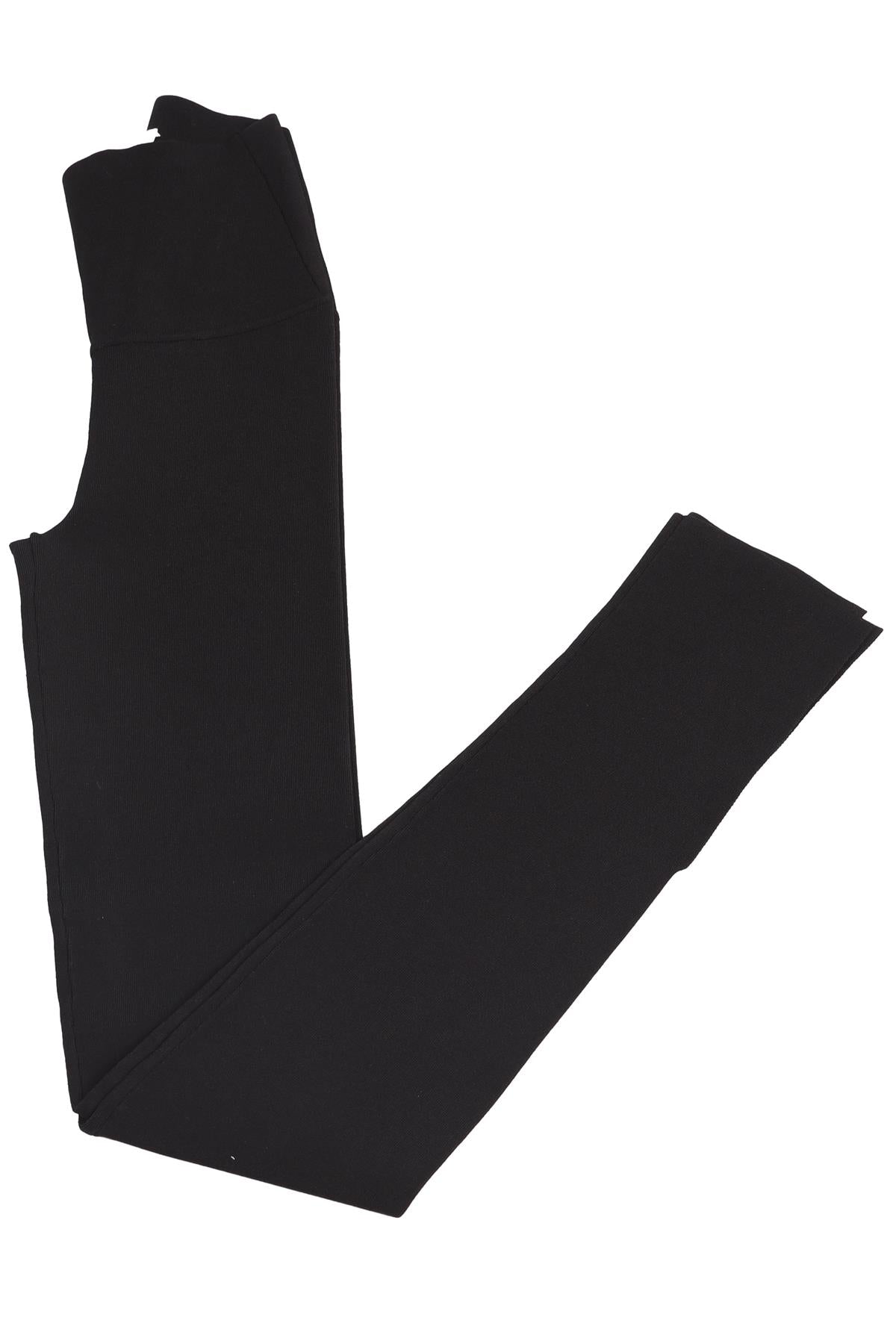 KHAITE BLACK HIGH RISE KNIT LEGGINGS SMALL