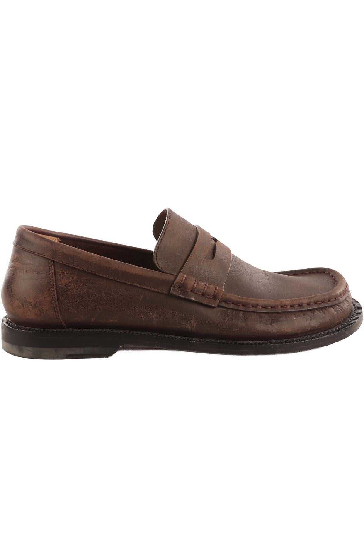 LOEWE BROWN CAMPO LEATHER LOAFERS EU 37 UK 4 US 7