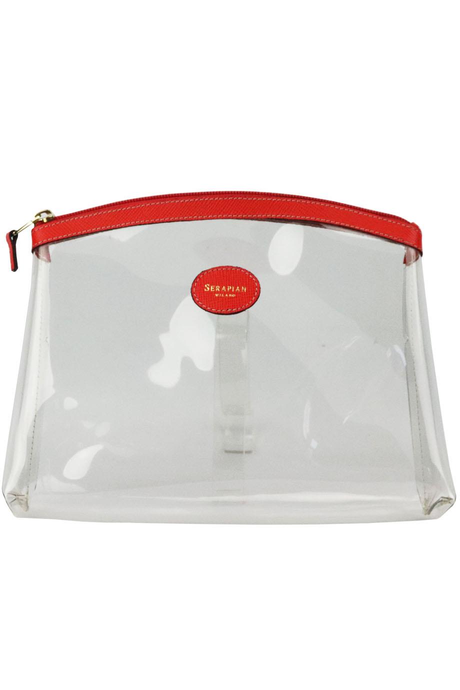 SERAPIAN TEXTURED LEATHER TRIMMED PVC COSMETICS CASE