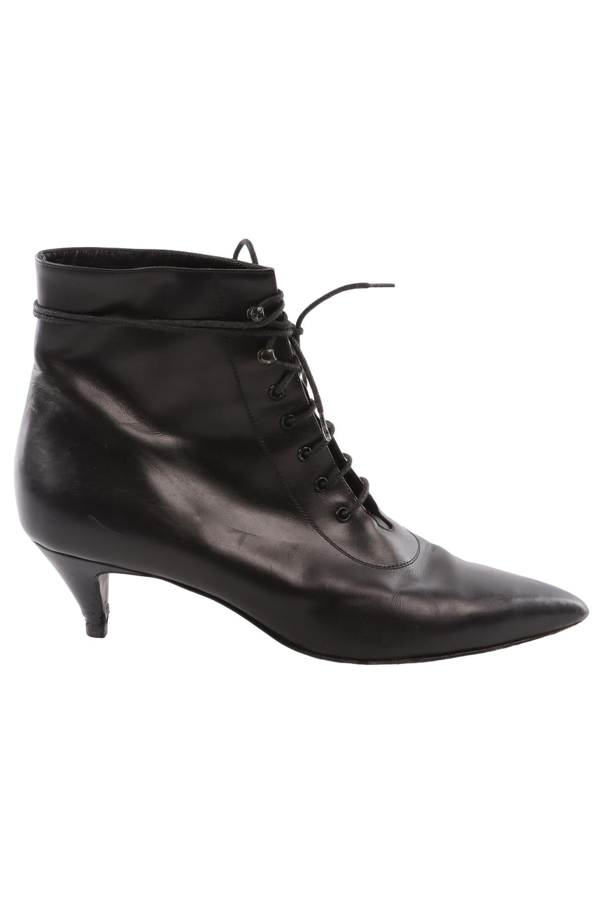 SAINT LAURENT BLACK LEATHER ANKLE BOOTS EU 40 UK 7 US 10