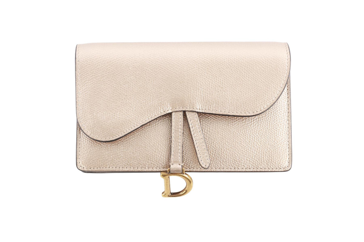 CHRISTIAN DIOR METALLIC SADDLE LEATHER BELT BAG